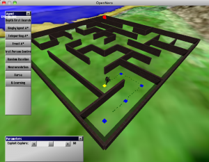 Screen capture of a maze from OpenNERO