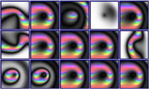 The 15 copies of the original random image with slight changes (“mutations”)