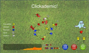 A screenshot of the Clickademic! game.