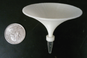 A trumpet-shaped 3D-printed flower (ABS plastic), with shape parameters specified by a mathematical equation
