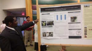 Undergraduates present posters of Avida-ED research to faculty and graduate students